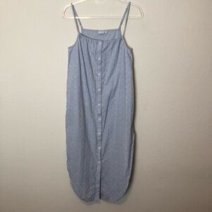 Onia Flora Midi Dress Cover Up Sailing Blue Side Slit Cinched Neckline Medium